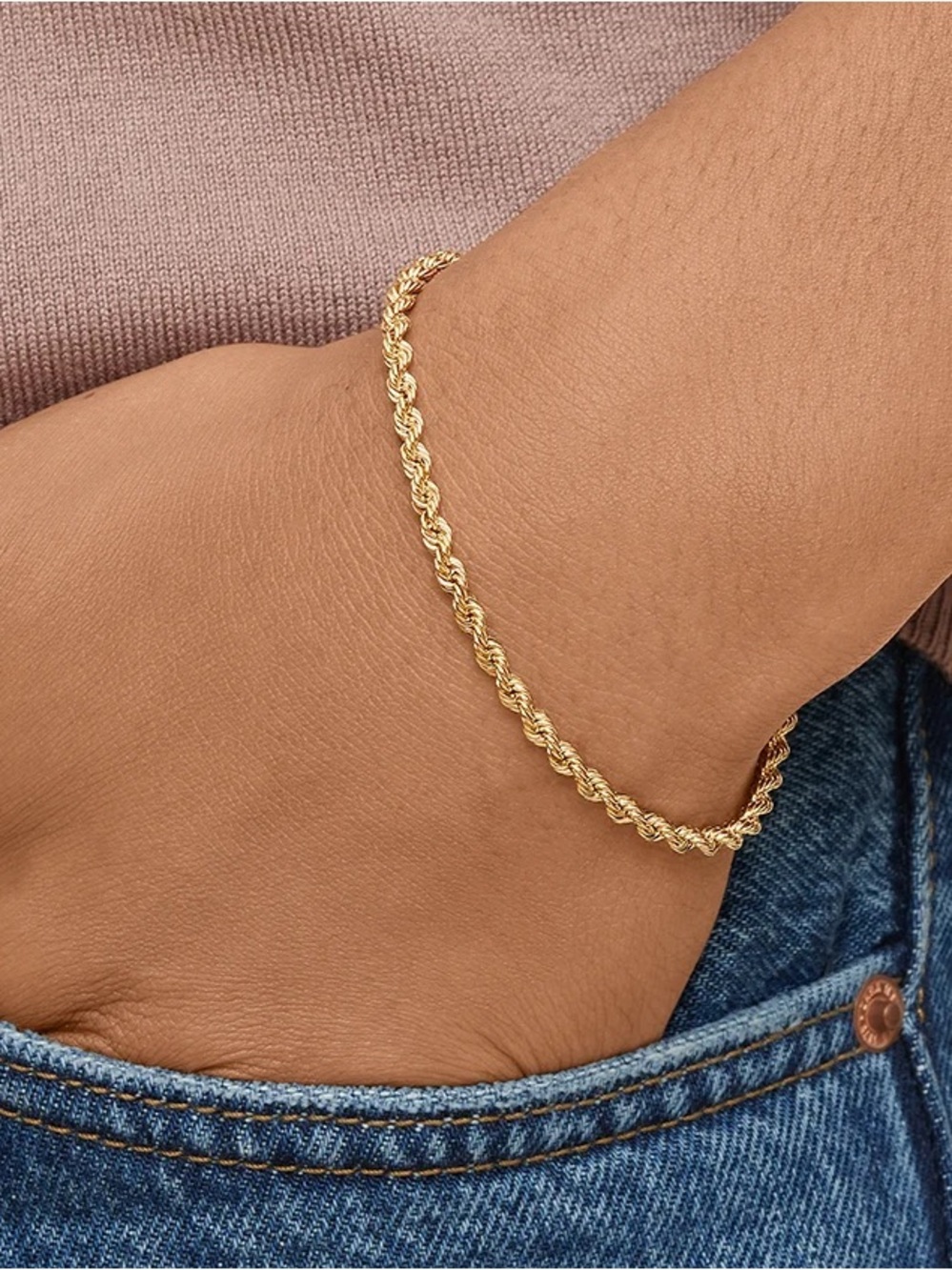 Brilliant Earth Bailey 7.5 In. Rope Chain Bracelet (3.3mm) in 14K Yellow Gold
